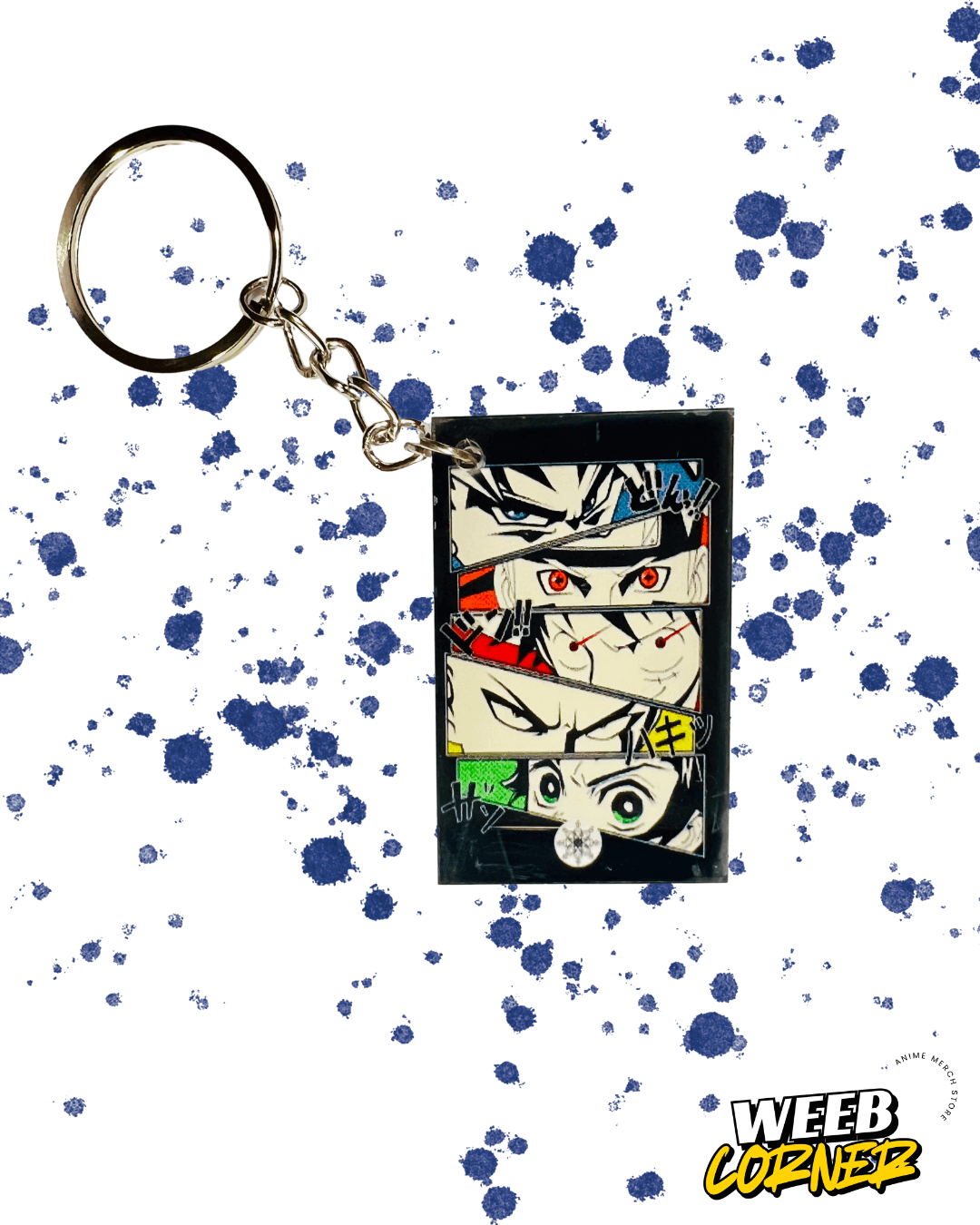 Demon Slayer Anime Eyes Keychain – Tanjiro, Nezuko, Zenitsu, Inosuke Manga Panel Acrylic Keyring