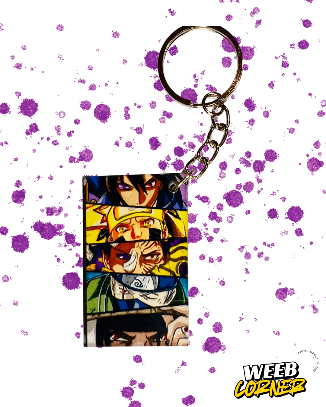 Naruto Eyes Acrylic Keychain – Sasuke, Naruto, Kakashi, Rock Lee Close-Up Manga Style Keyring