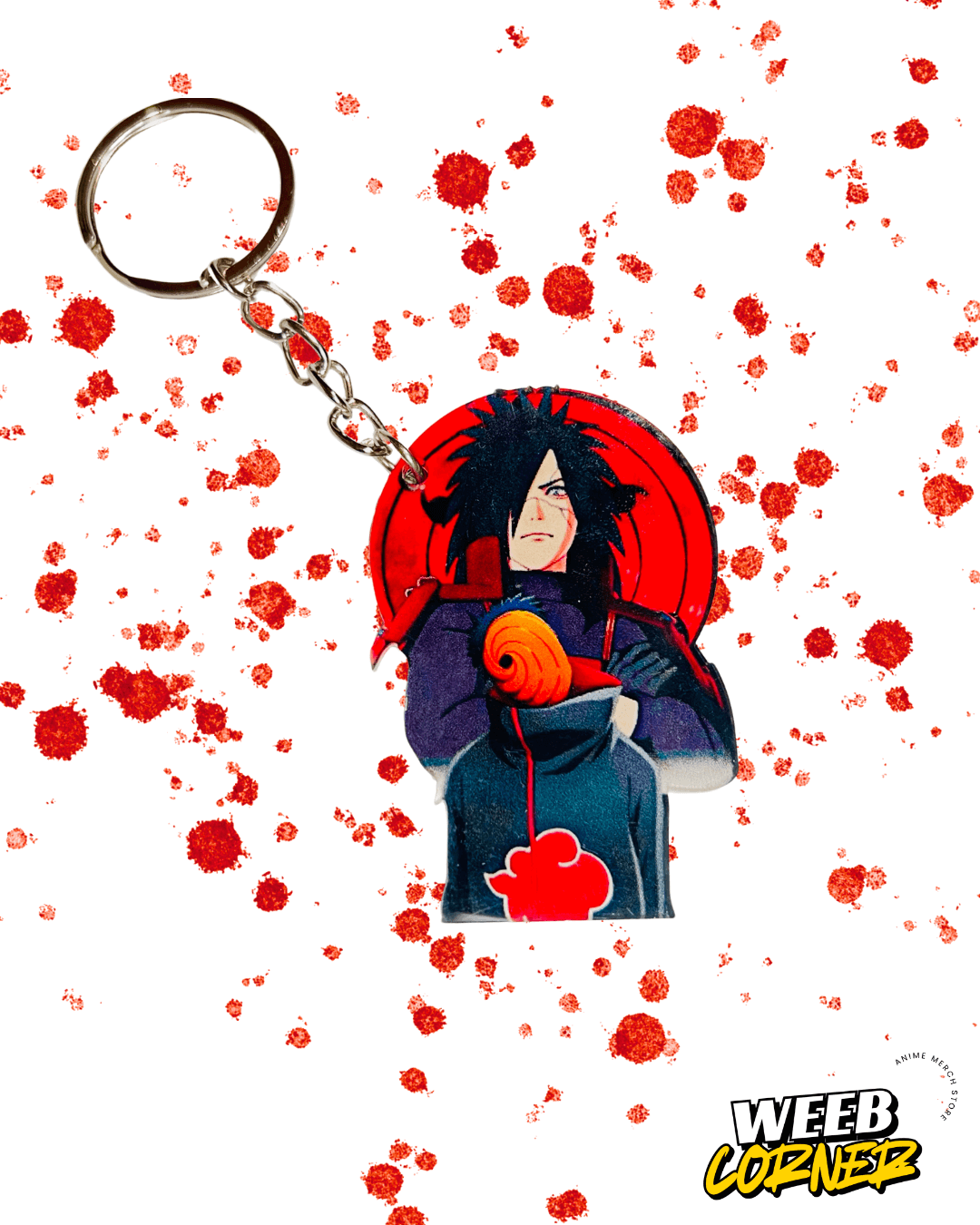 Madara and Tobi Acrylic Keychain – Akatsuki Red Cloud Design, Naruto Anime Villains Keyring