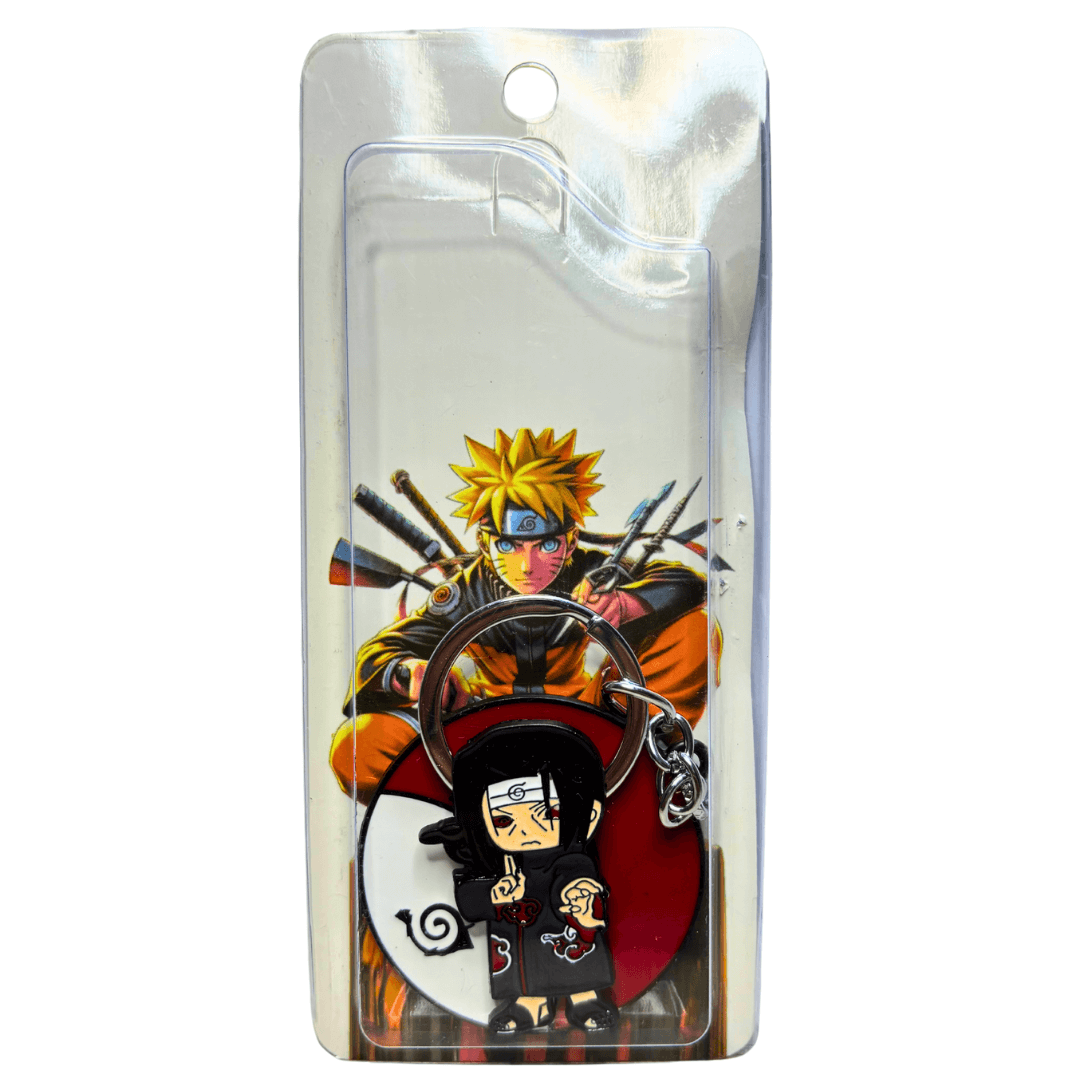 Itachi Uchiha Metal Keychain – Naruto Chibi Style, Uchiha Clan Emblem, Anime Keyring