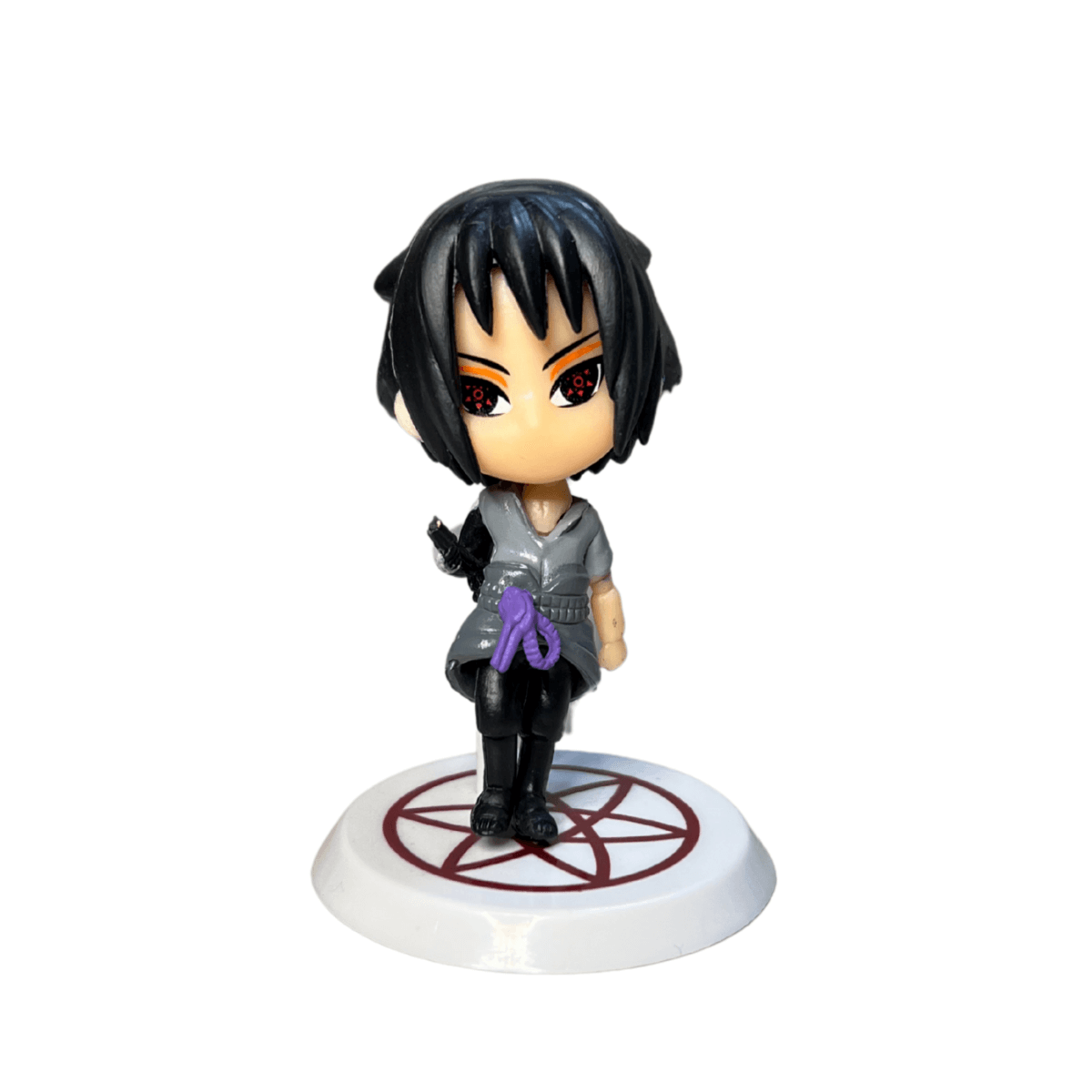 Sasuke Uchiha Chibi Figure – Naruto Shippuden Mini Collectible with Sharingan Eyes