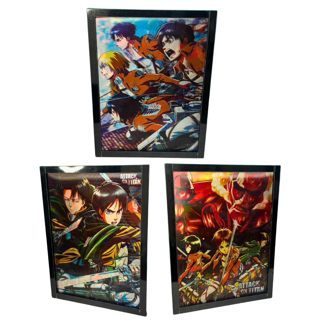 Attack on Titan Premium 3D Wooden Frame – Anime Wall Decor (Single Frame, Levi/Eren/Mikasa Designs)