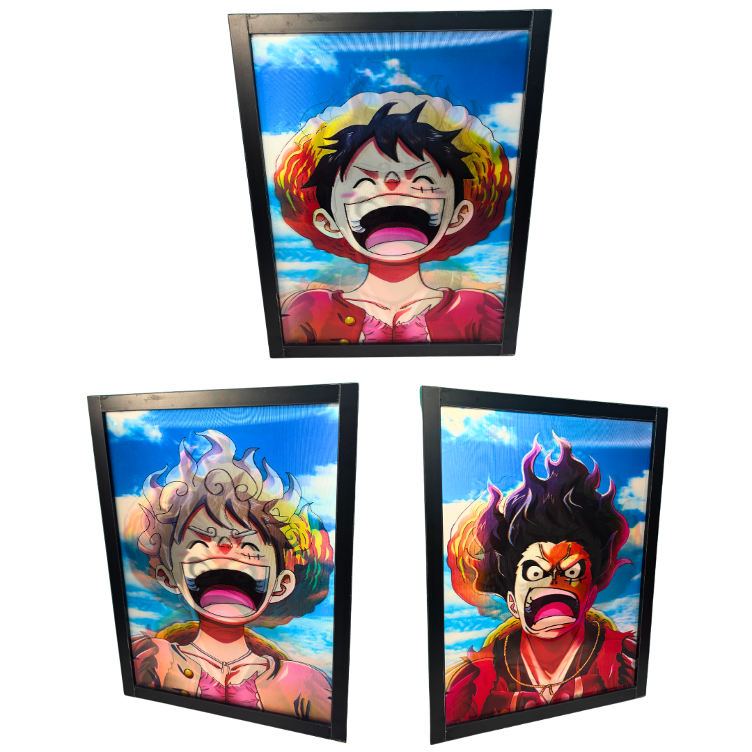 Premium 3D Wooden Anime Frame – Luffy Gear 5 Transformation Wall Decor for One Piece Fans